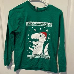 T-Rex Long sleeve Childs Christmas T-Shirt -Youth medium